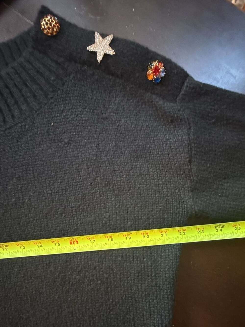 Veronica Beard Black Alpaca Merino Wool Embellished Button Sweater Size S - Picture 11 of 13